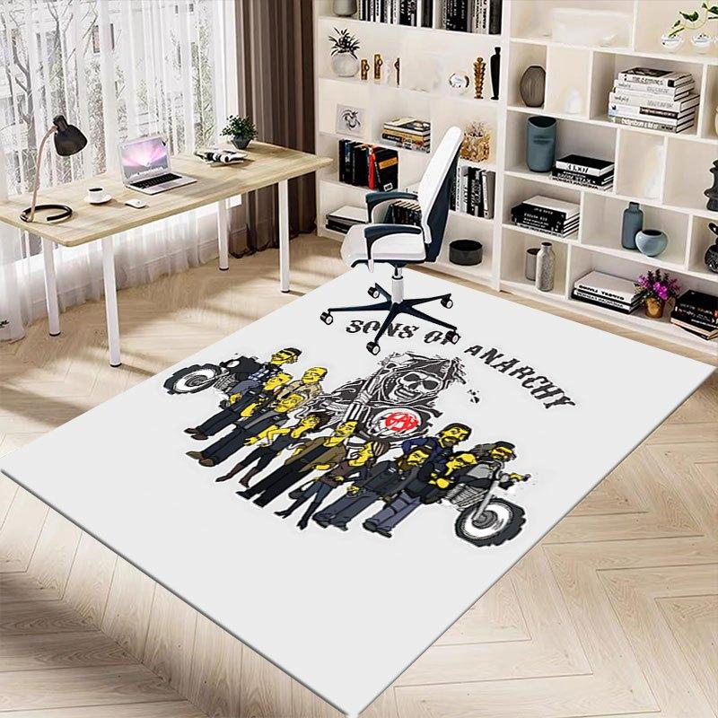 1pc Sons of Anarchy themed Office Carpet Chair Mats - durable polyester rug for home theater, office, dorm room decor - tA25