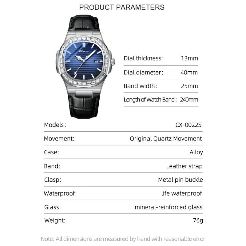 Chenxi Мужские часы Роскошные Водонепроницаемые Светящиеся Кожаные Часы Спорт Кварцевые Часы Прозрачная Задняя Крышка Дата Бизнес Наручные Часы