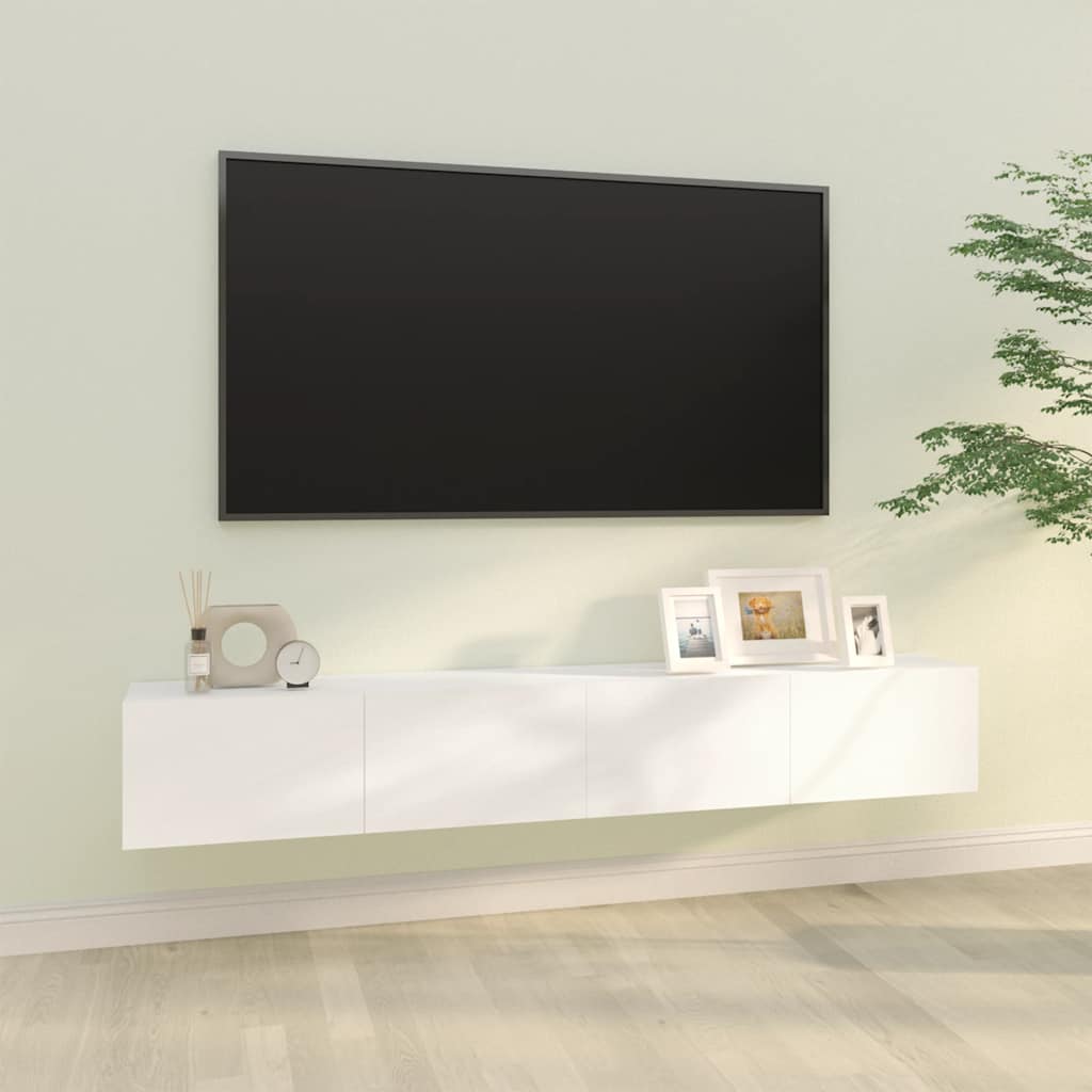 Vidaxl Szafki Ścienne Pod Tv, 2 Szt., Białe, 100X30X30 Cm