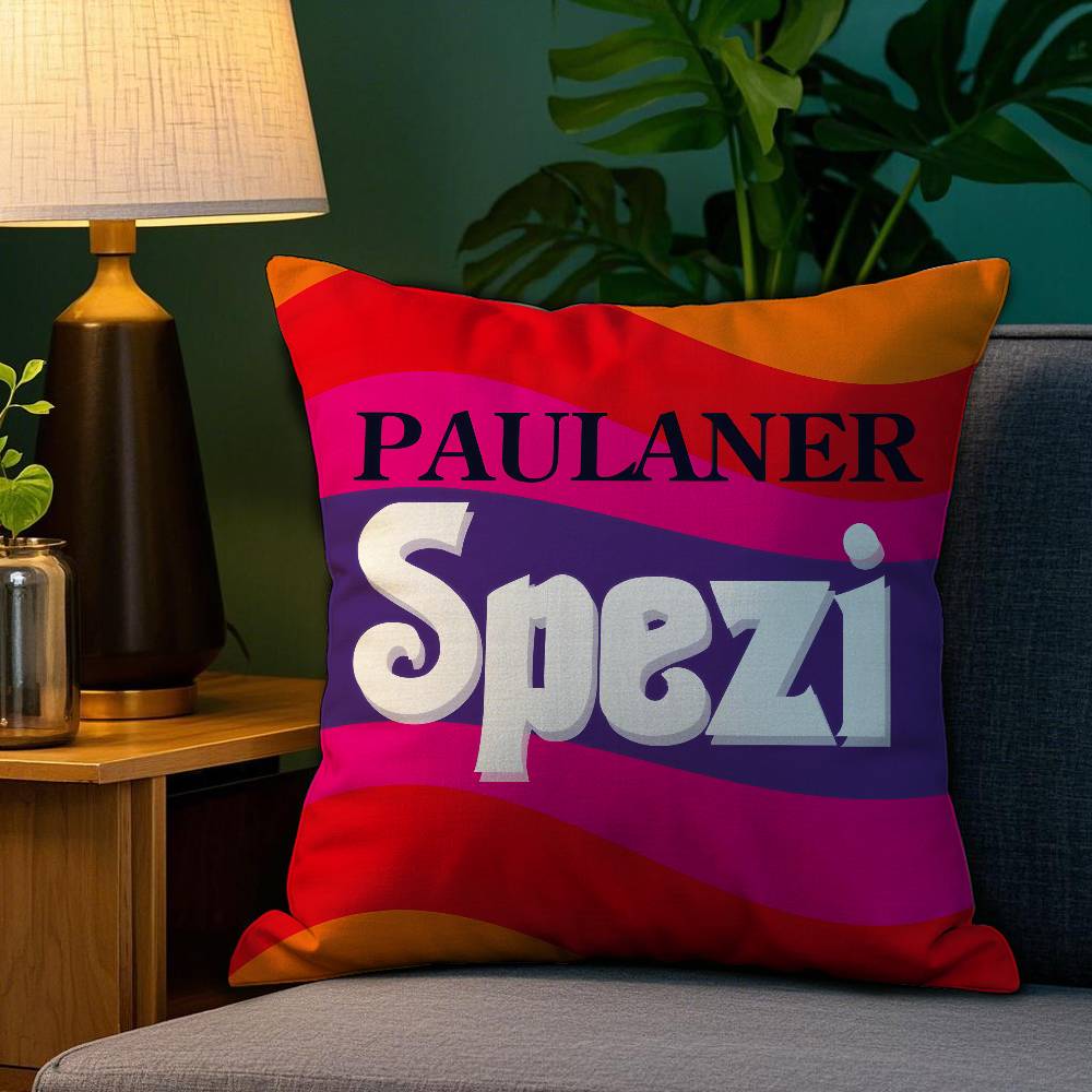 P-Paulaner Spezi Логотип Наволочка Диван Гостиная Спальня Двусторонняя Печать Квадратная Подушка Подушка для Сна