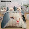 White Cat King Queen Duvet Cover Kawaii Pet Kitty Bedding Set for Kids Teens Adults Family Animal 2/3pcs Polyester Quilt Cover