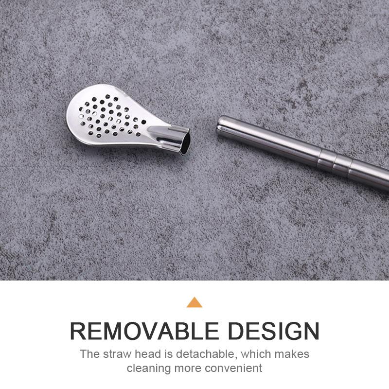 2Pcs Detachable Bombilla Filter Straw Stainless Steel Straw Spoon Tea Filter Yerba Mate Straw Reusable Drinking Tools Bar Access