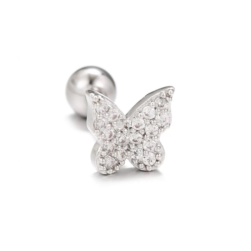 New Stainless Steel Zircon Cloud Moon Stud Earrings For Women Helix Tragus Cartilage Star Butterfly Earring Piercing Jewelry 1pc