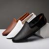 2022 Мужская летняя обувь из натуральной кожи ручной работы, мужские мокасины из дышащей сетки, легкие мужские мокасины, модные роскошные мужские мокасины на плоской подошве