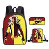 Student Deadpool 3pcs School Bag Backpack Lunch Bags Pencil Case Kids Gifts