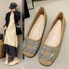 Flat-bottomed Square Diamond Shoes Women's Shoes Spring Yellow Sweet Black Retro Commuter Elegant Fashion Casual Shoes