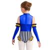 Girls Circus Costume Set Shiny Sequins Mock Neck Sleeveless Jumpsuit Matched Metallic Over Sleeve
