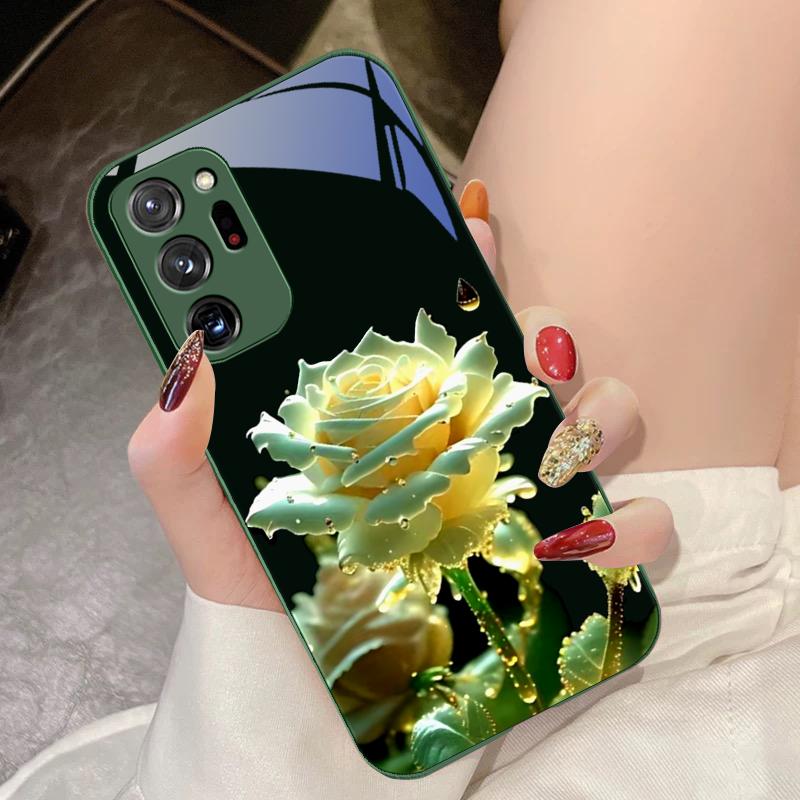 Чехол для телефона из закаленного стекла для Samsung Galaxy Note 8 9 10 PRO 20 Ultra A01 02 03 Core 04E 4G A10 12 13 5G Чернильная гора Камелия