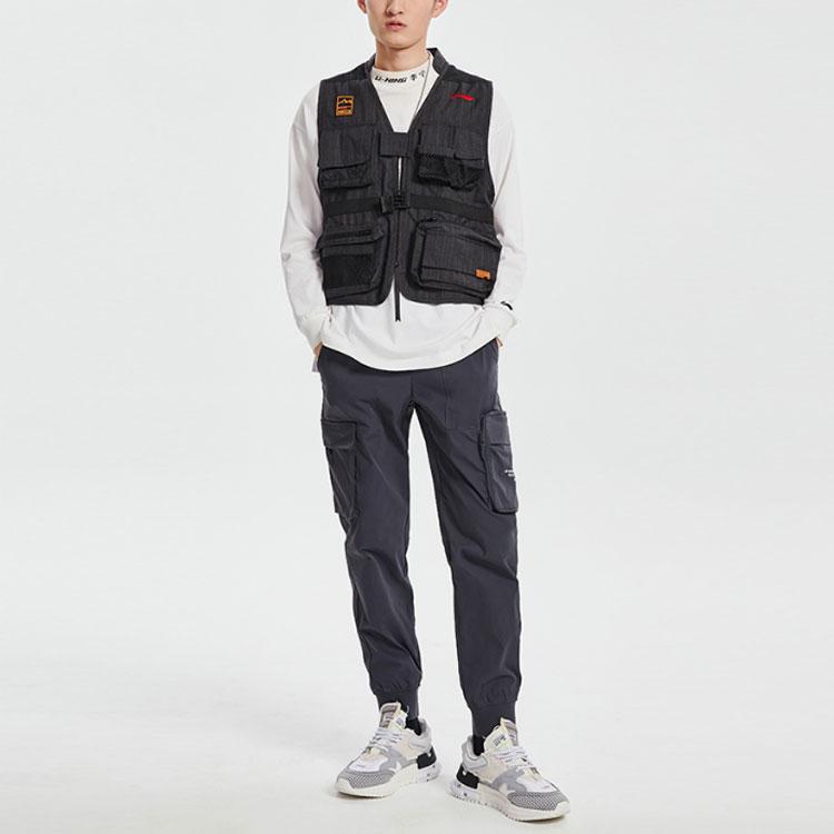 Li Ning Anti-Five Series Multi-Pocket Casual Tapered Pants Men Bottoms Cool-Black AKXQ481-1