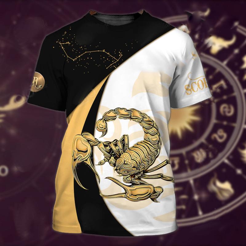 Мужская футболка с изображением животных, футболки с 3D принтом Скорпиона, забавные футболки, модная повседневная мужская уличная одежда, мужская одежда больших размеров