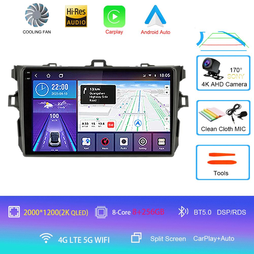 Android 14 Carplay 2din Car Radio For Toyota Corolla E140/150 2007 - 2013 4G GPS Multimedia video Player Stereo WIFI+4G