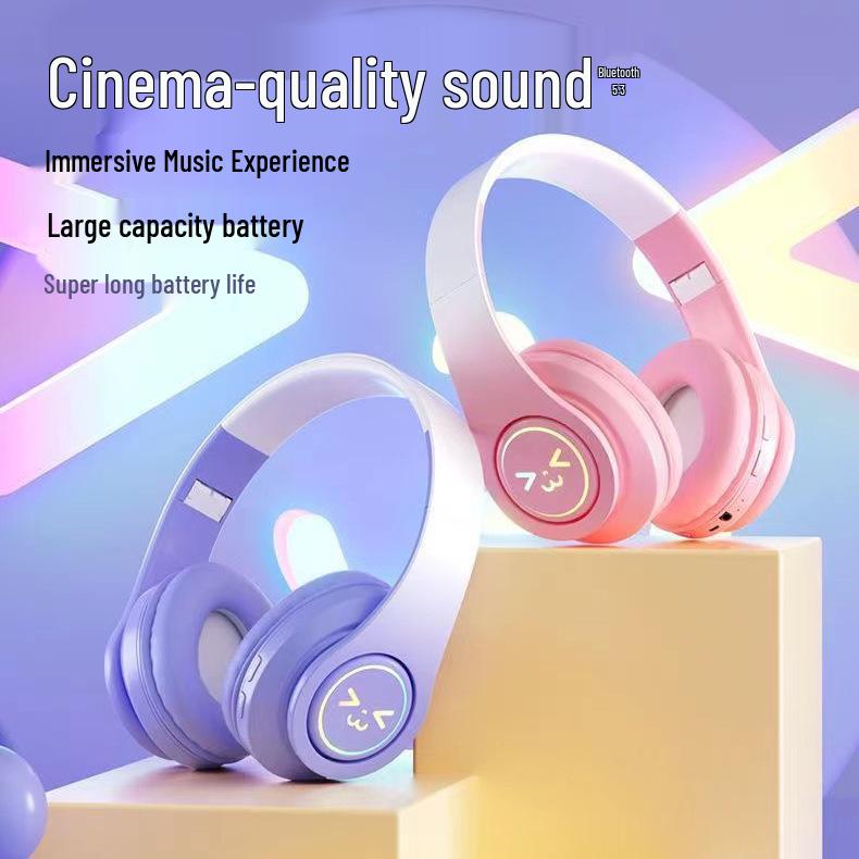 B39 Светящаяся Bluetooth-гарнитура для геймеров с градиентной расцветкой, накладная, с мощными басами.