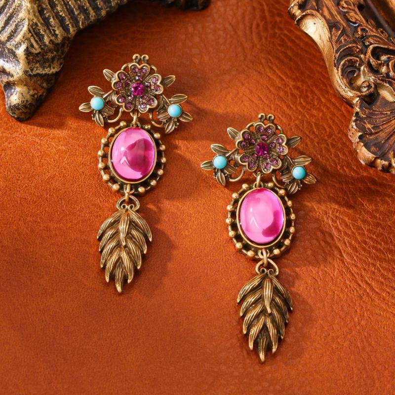 Ретро Элегантные Серьги в Форме Бантиков Дворцовый Стиль Пресноводный Жемчуг Эмалированная Роспись Украшение для Ушей для Женщин Вечерние Ювелирные Изделия Подарок