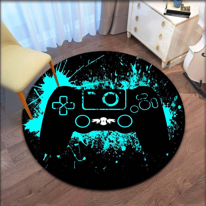 Round Gamer Controller Area Rugs Non -Slip Round Floor Mat Door Mats Carpet For Bedroom Yoga Mat Rugs Living Room