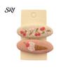 Durable Hair Clips 1 Pair Hairpins Rounded Edges Metal Stable Grip Hand-Embroidered Everyday Wear Flower Pattern Wide BB Clip Side Bang Accessories