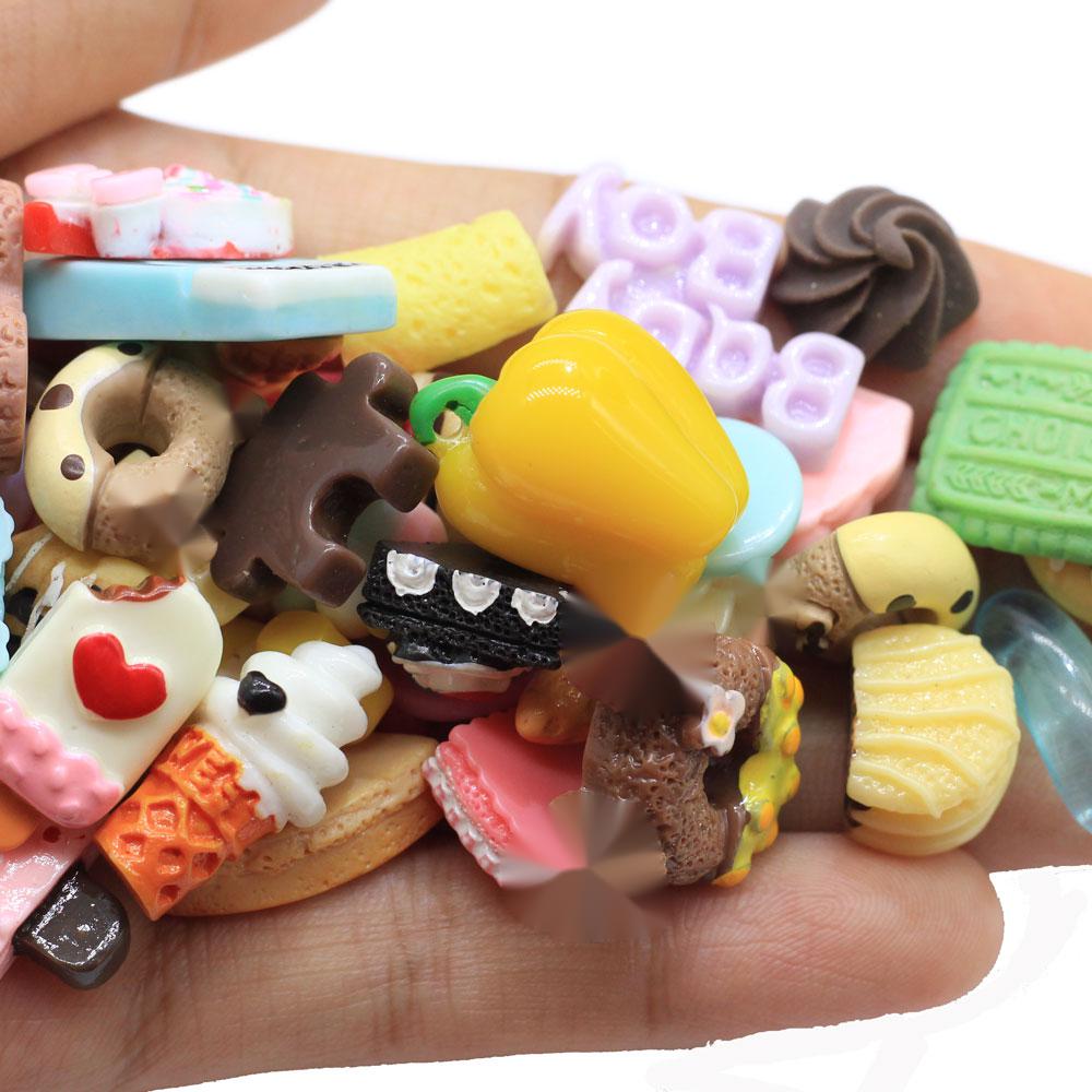 Hot Selling Assorted Dollhouse Food Flatback Resin Cabochons Small Lollipop Donut Chocolate Ice Cream Ornaments Scrapbooking DIY