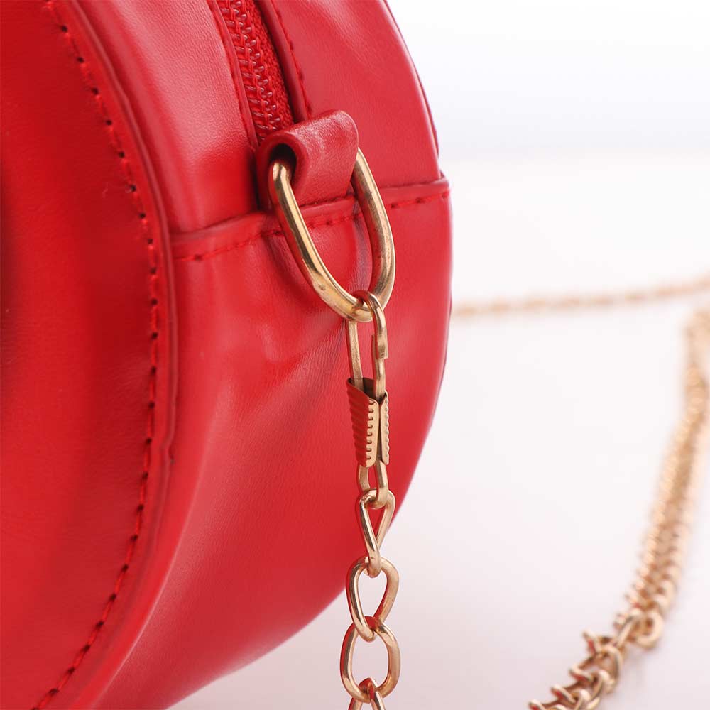 Kawaii Red Fruit Crossbody Bag Large Capacity PU Shoulder Pouch Chain Cherry Shape Bag Vacation