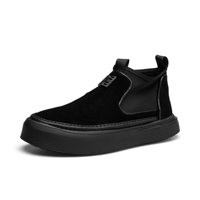 2025 прямая поставка первый слой коровьей кожи повседневная обувь для скейтборда новая мужская обувь с высоким верхом черная дышащая мужская кожаная обувь корейской версии