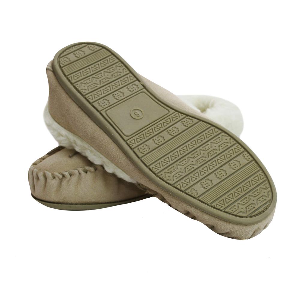 Eastern Counties Leather Womens/Ladies Hard Sole Wool Lined Moccasins