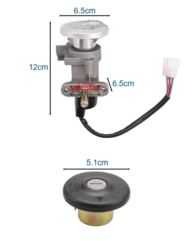 Motorcycle Lock Ignition Switch Fuel Tank Cover Lock Assembly and Lock Key Gas Cap Set for Ignition Lock NMAX155 2015-2019