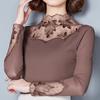 Hollow Out Women Spring Autumn Style Lace Blouses Shirts Casual Long Sleeve Patchwork Spliced Turtleneck Blusas Tops