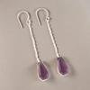 Аметист Драгоценный камень 925 Стерлинговое серебро Ювелирные изделия Ручной работы Серьги 3.0" Для подарка EE-135-5