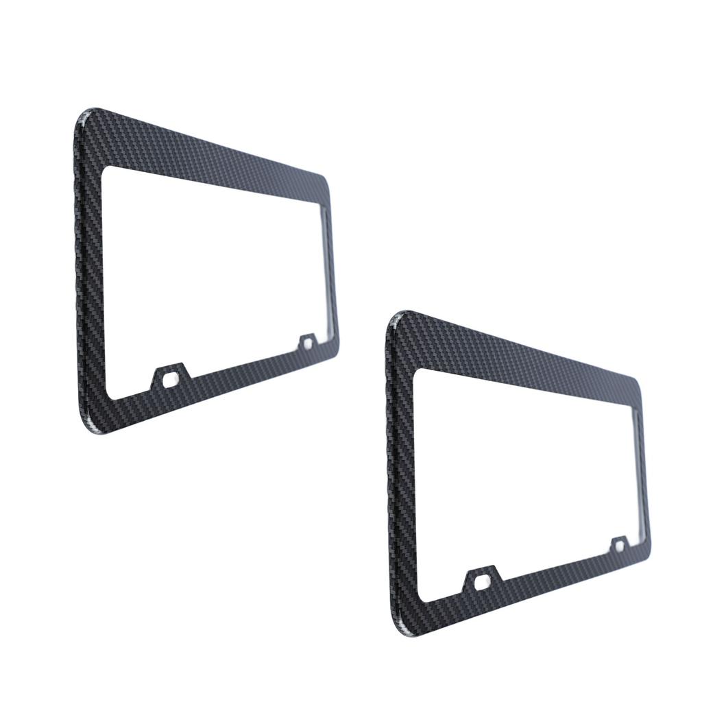 2Pcs Car License Plate Frames Carbon Fiber License Plate Frame Rustproof Universal for Automobiles