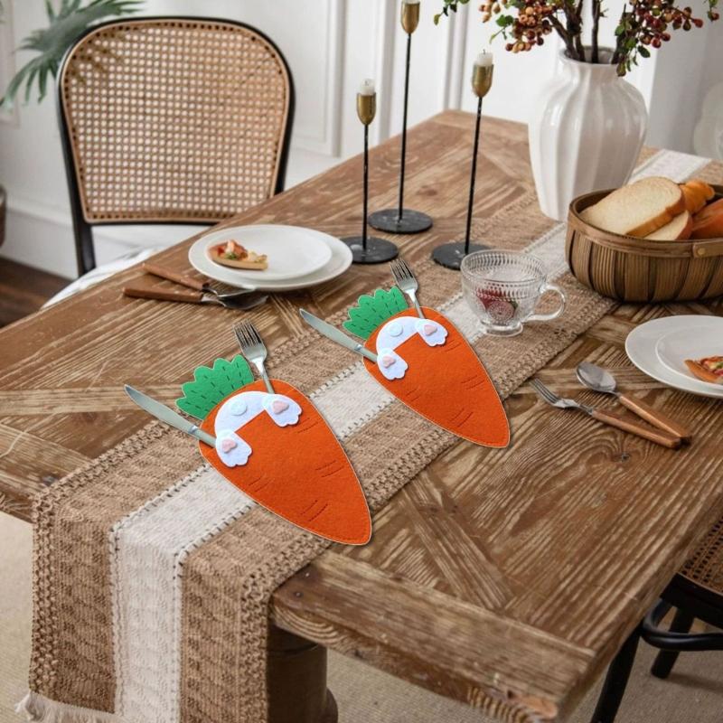 6 шт. Easter Carrot Utensils Pouches Идеально подходят для добавления веселья на праздничные собрания и улучшения обеденного опыта