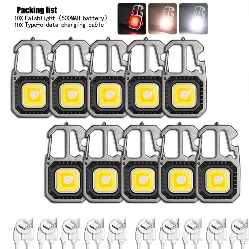 Светодиодный портативный брелок-фонарик для кемпинга на открытом воздухе COB рабочий свет аварийное освещение с молотком для открывания бутылок в окне лампа
