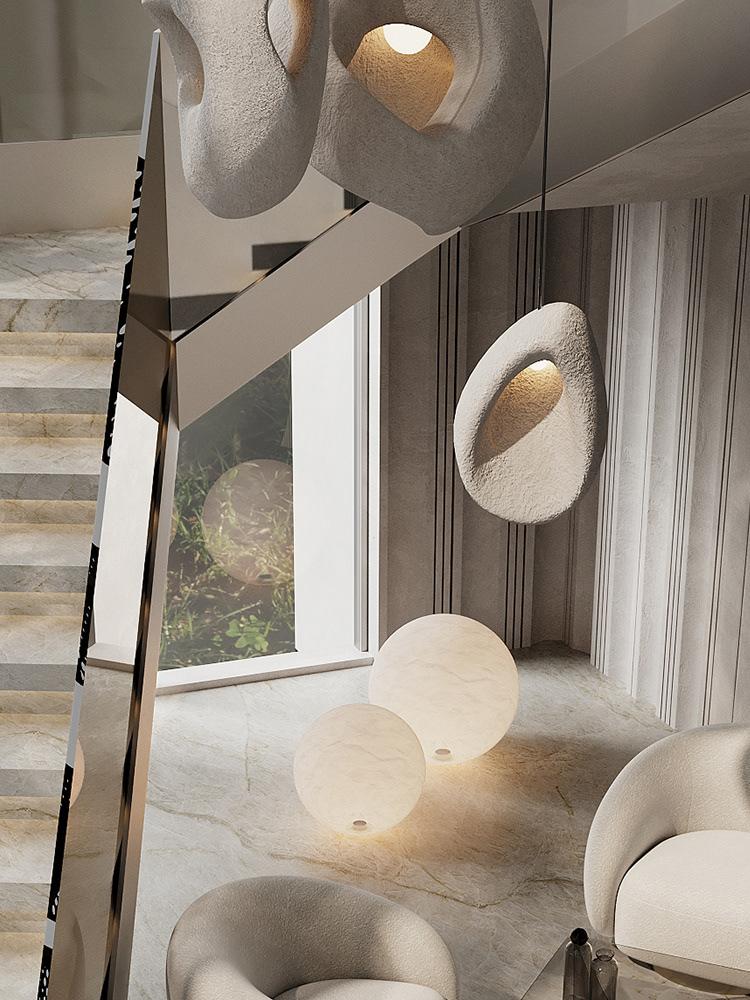 Люстры для лестницы в стиле ваби-саби, креативная лампа, дизайнерская японская люстра, домашний декор, гостиная, дуплекс, внутреннее освещение