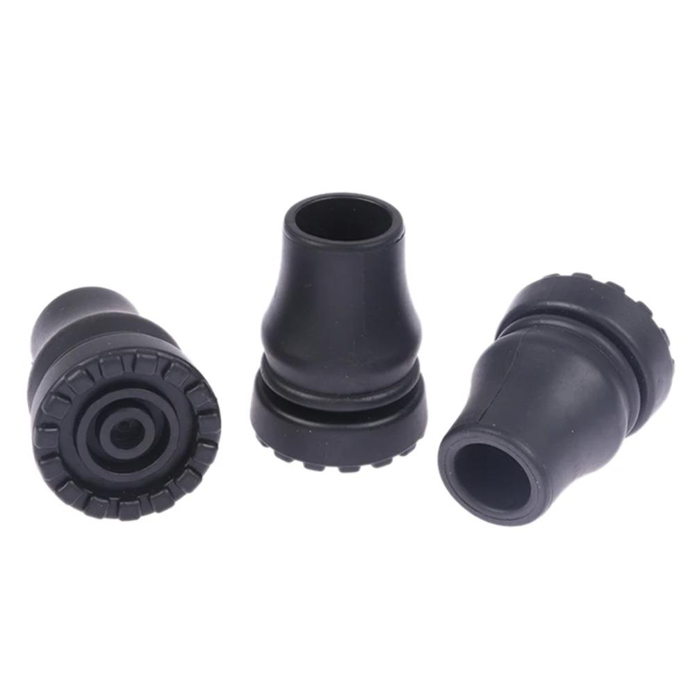 2pcs Black Crutch Cane Bottom Pads Anti-Skid Trekking Pole Bottom Cover Hiking