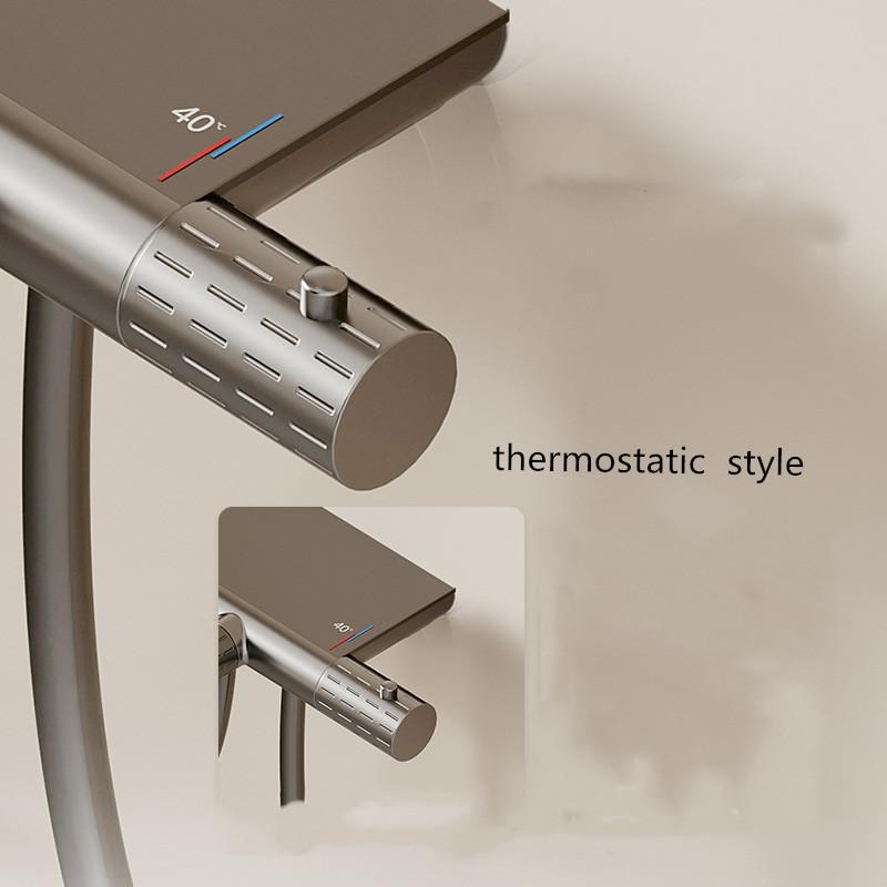Новое поступление Tuqiu Белый Душевой гарнитур для ванны, настенный серый смеситель для ванны, термостатический белый смеситель для ванны и душа, латунь
