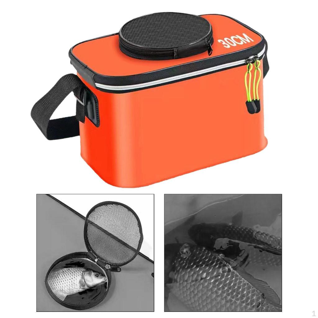 Складное рыболовное ведро с ремнем для живой рыбы, идеально для пеших походов и кемпинга