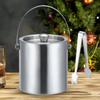 Ice Bucket Double Walled Cube Container Tub with Lid and Tongs for Dining Room