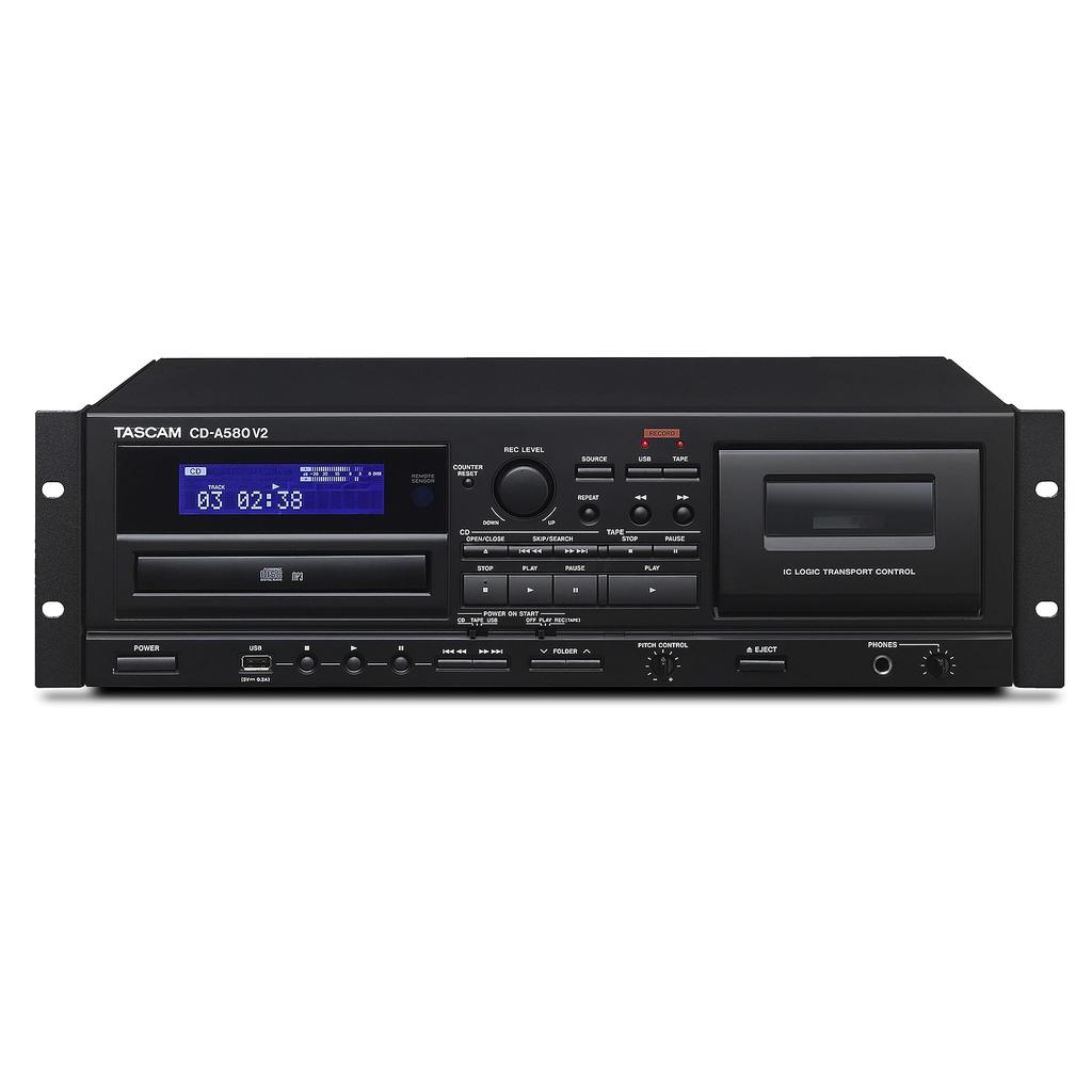 TASCAM V2 Commercial Cassette Recorder CD Player USB Memory Recorder Dubbing Archive Karaoke Banquet Hall Cassette Pitch Control Deck CD-A580