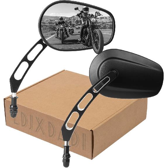 Black 8Mm Rear View Mirrors For Touring Road Glide FLTRX Electra Glide FLHT Road King FLHR Street Glide FLHX Sportster Dyna Softail Models 1982-