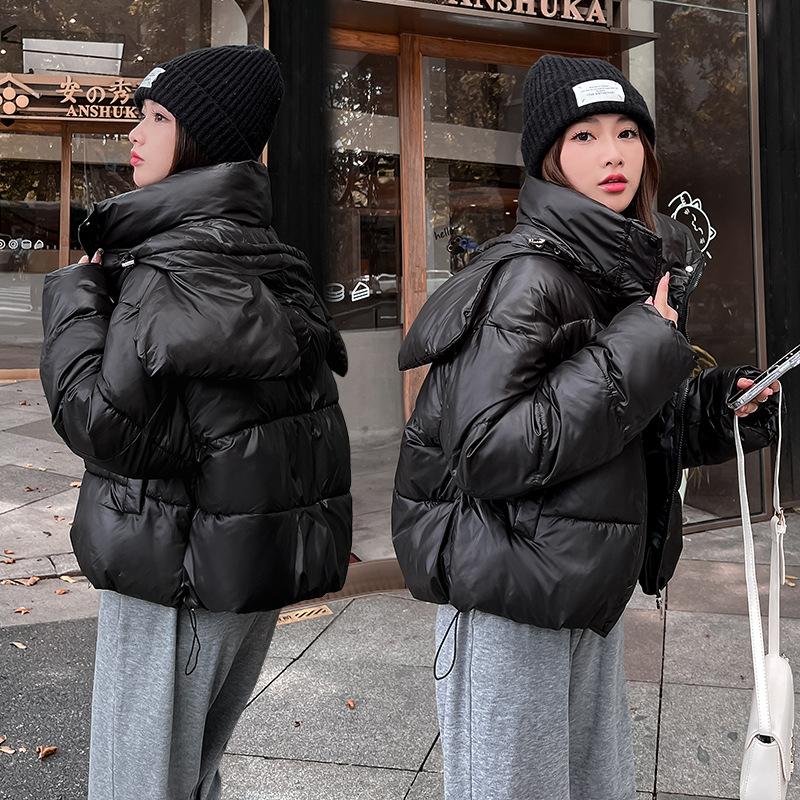 Короткая пуховая и стеганая куртка женская зима 2025 новая корейская теплая и свободная с капюшоном куртка-пуховик