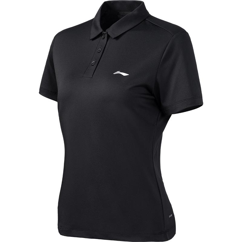 Li-Ning Модная Универсальная Однотонная Спортивная Рубашка-Поло Женские Топы Черный APLW518-2