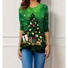 Женская мода повседневная весна осень рождественская принт длинный рукав блузки и рубашки с круглым вырезом