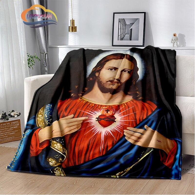 Религиозное кашемировое одеяло с изображением Иисуса, 3D-принт, покрывало с изображением Христа, фланелевое одеяло, серия Девы Марии-Иисуса, удобное домашнее одеяло