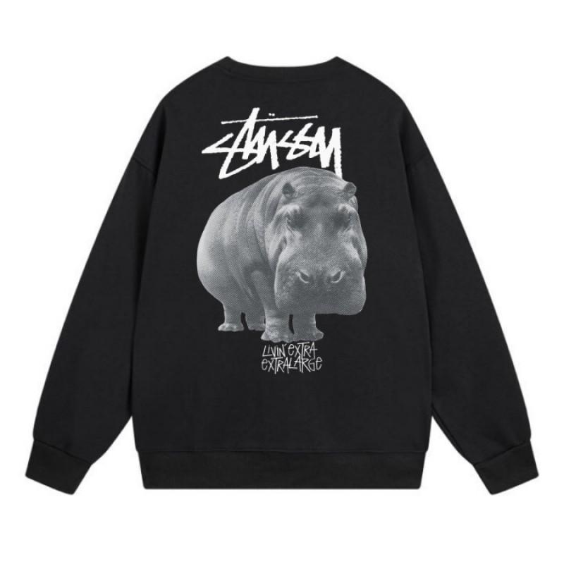 Classic Print Hoodie Mens Loose Fit Crewneck Cotton Sweatshirt Casual Wear