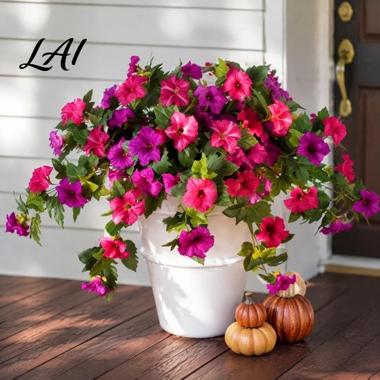 Maintenance Free Floral Arrangements Artificial Petunia Flowers for Outdoors Fake Outdoor Planters UV Resistant Petunias Weatherproof Flower