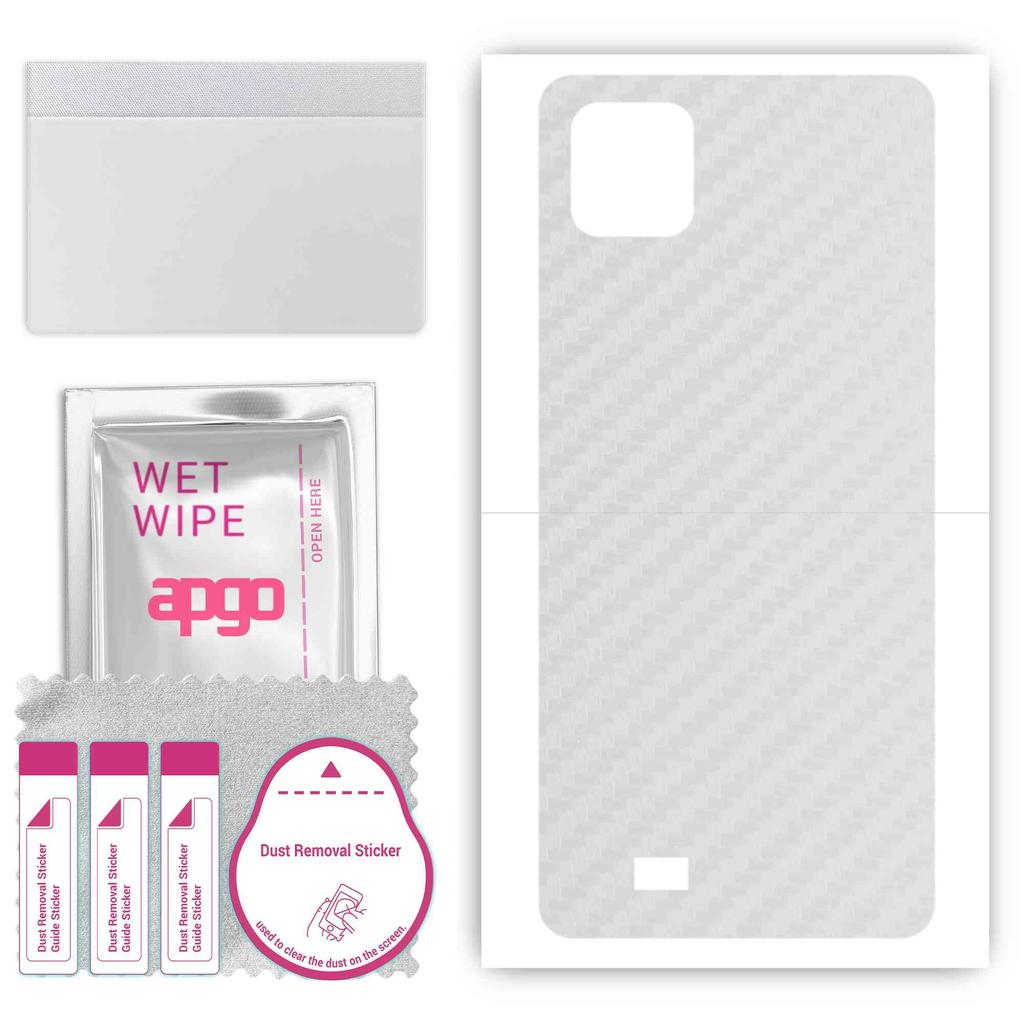 apgo Protective Skin Sticker for the Back Compatible with myPhone Fun 9, Wrap Film, Foil, Vinyl - Pattern Transparent Carbon