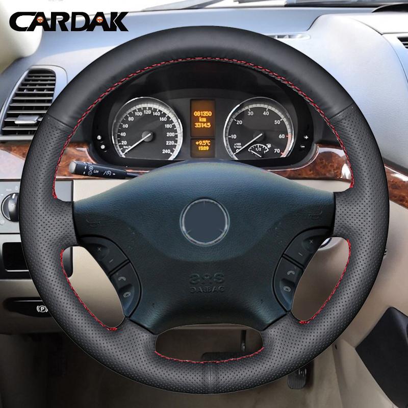 CARDAK DIY Hand-stitched Black Artificial Leather Car Steering Wheel Cover for Mercedes Benz Viano W639 2006-2011 Vito 2010-2015