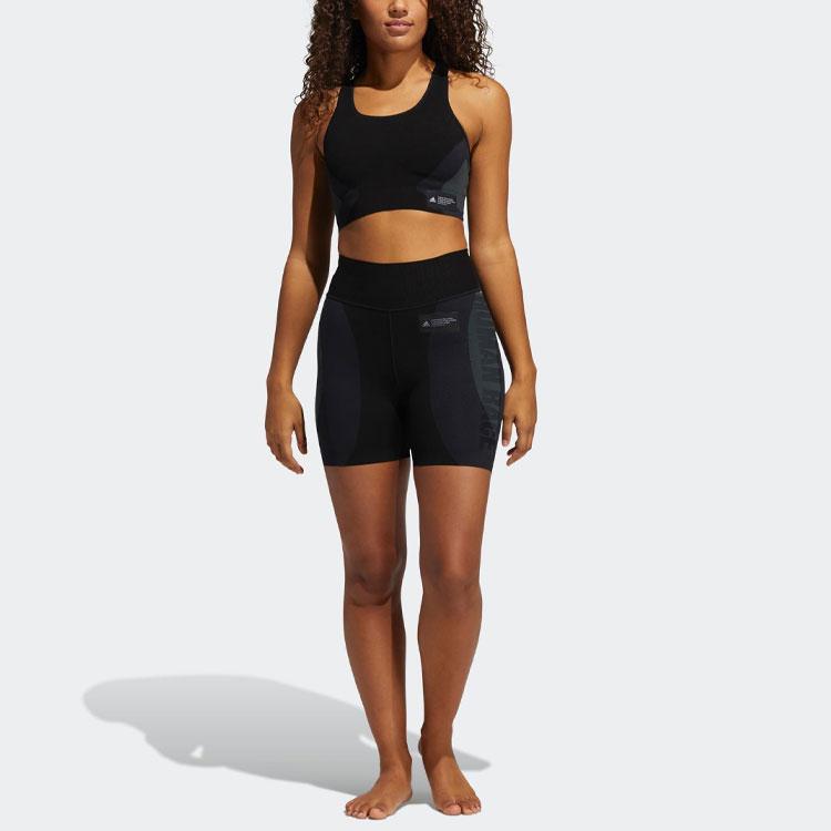 Adidas Spliced Logo Slim Fit Sports Cycling Fitness Shorts Women Shorts Black GL8519