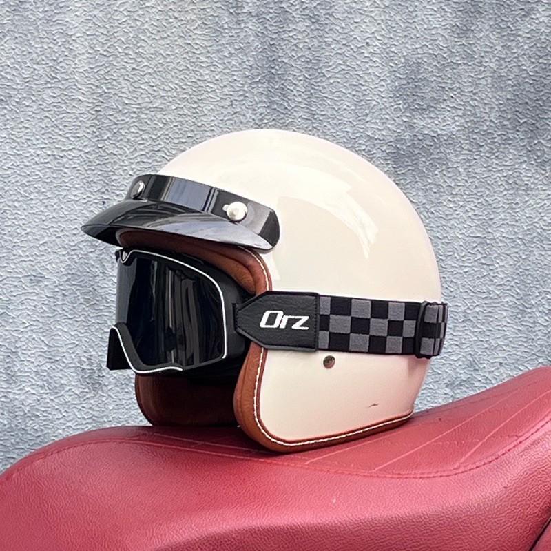 Vintage Style 3/4 Open Face Motorcycle Helmet With Visor ABS Certified Men Women All Season Use