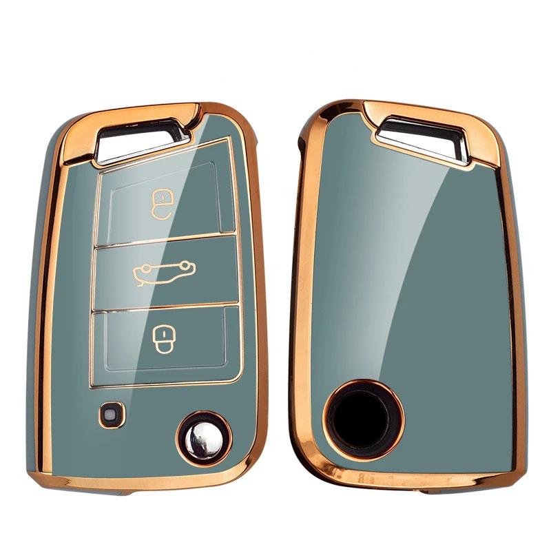 New TPU Car Flip Key Case Cover Shell for VW Volkswagen Golf 7 MK7 Tiguan MK2 for Seat Ateca Leon FR Ibiza Skoda Octavia Kodiaq