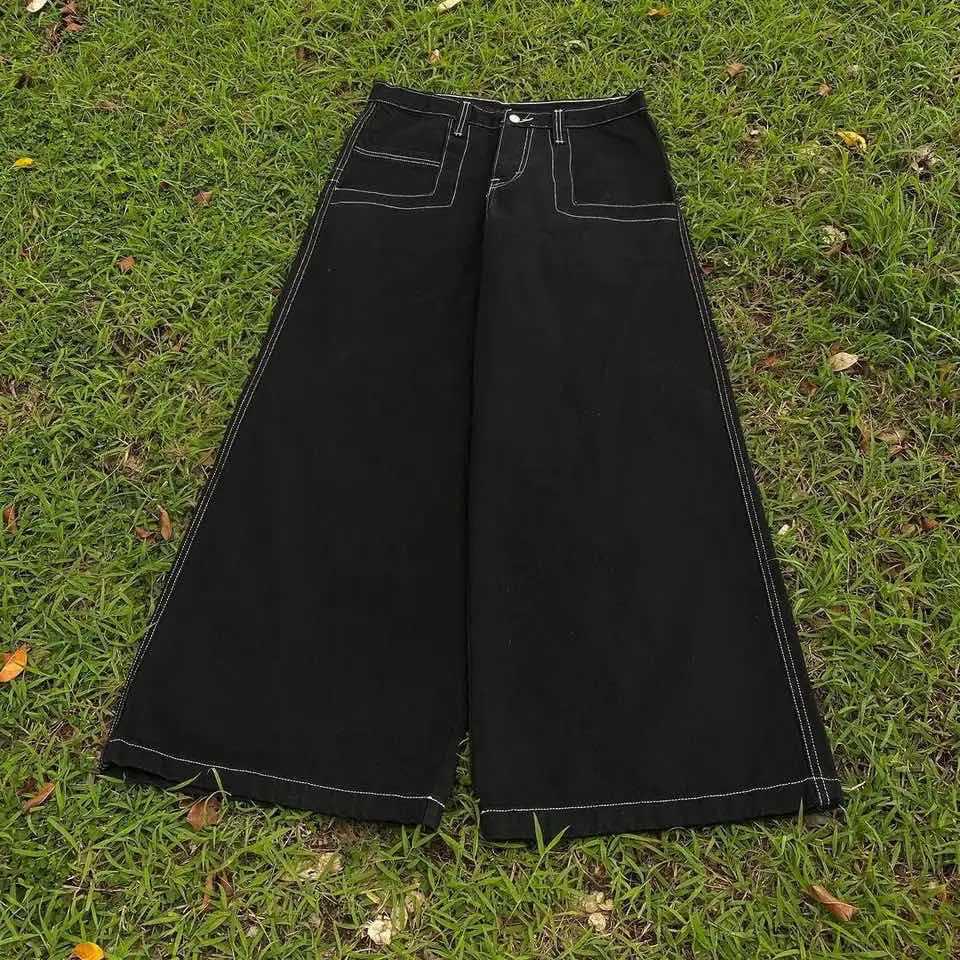 Европейские уличные джинсы JNCO с вышивкой, хип-хоп, свободные, широкие штанины