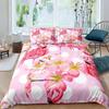 Flamingo Duvet Cover Set Girly Flowers Tropical Animal Bedding Set Pink Floral Polyester Comforter Cover for Girl Children