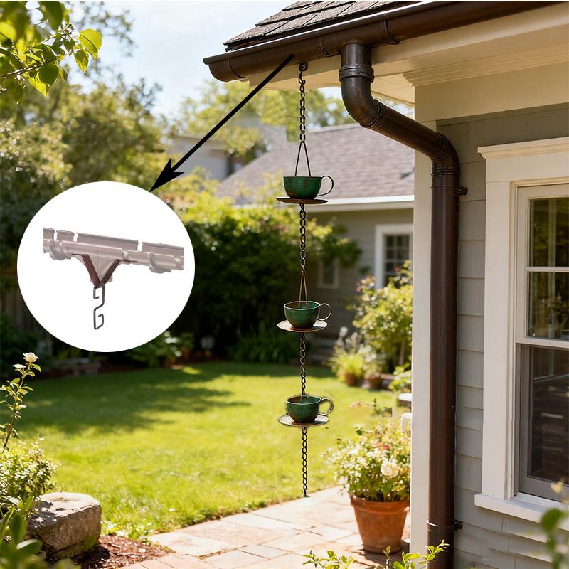 Premium Metal Rain Chain Hook Install Kit Gutter Downspout Fitting for Porch Garden Yard Outdoor Decor